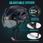 Lightweight Adult Bicycle Helmet with LED Light and Goggles