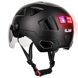 Smart Bike Helmet with LED Brake Light - Matte Black
