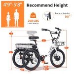 Soumye 20" Folding Electric Tricycle for Adults