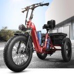 PUCKIPUPPY Electric Tricycle with Dual Battery, 110-Mile Range