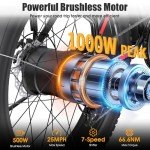 Funhang 1000W Electric Mountain Bike for Adults