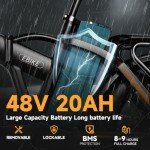 Bluebiko 1000W Folding Electric Bike with 80 Mile Range