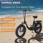 NARRAK Fat Tire Folding Electric Bike – 1100W Motor
