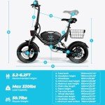 14" Folding Electric Bike with Basket, 22 MPH