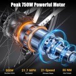 Funhang 1000W Electric Mountain Bike for Adults