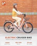 Viribus 500W Women’s City Electric Bike – Light Pink
