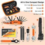 Bicycle Repair Bag With Tire Pump, Portable Tool Kit for Camping Travel - Glueless Patches, Inflator, Maintenance Essentials All in One Safety Kit