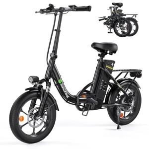 isinwheel U4 16" Folding Electric Bike for Adults, 750W Peak Motor with Max 55Miles PAS Range & 19MPH EBike, 374.4Wh Battery Electric Bicycles Step-Thru Commuter E Bikes for Adults and Teens