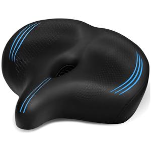 CDYWD Oversized Bike Seat for Men & Women Comfort, Extra Wide Soft Padded Bicycle Seat Cushion, Large Comfortable Replacement Saddle for Peloton, Stationary Exercise Bike, Cruiser, Ebike, City Bike