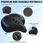 CDYWD Oversized Bike Seat for Men & Women Comfort, Extra Wide Soft Padded Bicycle Seat Cushion, Large Comfortable Replacement Saddle for Peloton, Stationary Exercise Bike, Cruiser, Ebike, City Bike