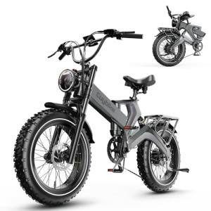 Folding Electric Bike for Adults,1500W Motor(Peak 2000W),35MPH 100Mile,48V 25Ah Battery,20" x 4.0 Fat Tire Foldable Electric Bicycle,Electric Mountain E-Bike,Hydraulic Disc Brake E-Bike