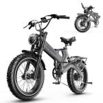 Folding Electric Bike for Adults,1500W Motor(Peak 2000W),35MPH 100Mile,48V 25Ah Battery,20" x 4.0 Fat Tire Foldable Electric Bicycle,Electric Mountain E-Bike,Hydraulic Disc Brake E-Bike