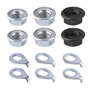 SAVITA 12pcs Carbon Steel Bike Wheel Flanged Axle Nut Kit, M8/M9.5/M10 Thread Sizes for Mountain Bike Front and Rear Wheel