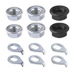 SAVITA 12pcs Carbon Steel Bike Wheel Flanged Axle Nut Kit, M8/M9.5/M10 Thread Sizes for Mountain Bike Front and Rear Wheel