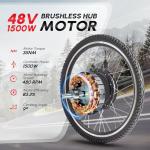 PEXMOR Electric Bike Conversion Kit, 48V 1000W 26" Front Wheel E-Bike Hub Motor Kit, Upgrade 3 Mode Controller w/PAS/Twist Throttle with Battery Indicator Ebike Bicycle Wheel Kit