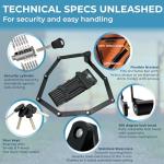 WIDDER Very Long [47"] Security Folding Lock - Foldable Bicycle Lock with 4 Keys & Frame Mount Bracket, no Rattling - Ideal for Ebike & E Scooter with Key