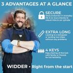 WIDDER Very Long [47"] Security Folding Lock - Foldable Bicycle Lock with 4 Keys & Frame Mount Bracket, no Rattling - Ideal for Ebike & E Scooter with Key