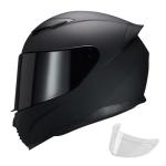 JQF Gear Full Face Motorcycle Helmet WS-607 DOT Approved Motorbike Racing Street Bike Helmets for Adults with Clear and Black Visor (Flat Black BB, M)