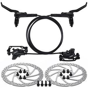 TOBWOLF 1 Pair MTB Disc Brake Set, Hydraulic Disc Brake Kit with 160mm Rotors, Left Front 81cm & Right Rear 147cm, Aluminum Oil Pressure Calipers Levers for Mountain Bike E-Bike Fat Bike Road Bike