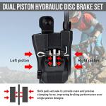 TOBWOLF 1 Pair MTB Disc Brake Set, Hydraulic Disc Brake Kit with 160mm Rotors, Left Front 81cm & Right Rear 147cm, Aluminum Oil Pressure Calipers Levers for Mountain Bike E-Bike Fat Bike Road Bike