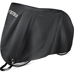 Favoto Bike Cover Waterproof Outdoor Storage for 1 or 2 Bikes Bicycle Cover Heavy Duty Rain Sun UV Dust Wind Proof with Storage Bag Bike Tarp for EBike Mountain Road City Bike, Black