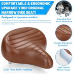 CDYWD Wide Bike Seat for Men Women Comfort, Large Soft Padded Bicycle Seat Cushion, Oversized Comfortable Replacement Saddle for City & Mountain Bicycle, Beach Cruiser, Ebike, Scooter, Stationary Bike