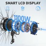 Jasion Roamer Electric Bike for Adults 1100W Peak Motor 528WH Removable Battery,up to 60miles 28MPH City Cruiser Ebike,26'' Commuter E Bike, 7-Speed Gears and Front Suspension Bicycles,Black Color