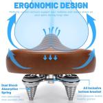 CDYWD Wide Bike Seat for Men Women Comfort, Large Soft Padded Bicycle Seat Cushion, Oversized Comfortable Replacement Saddle for City & Mountain Bicycle, Beach Cruiser, Ebike, Scooter, Stationary Bike