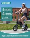 Gotrax Nano 14" Folding Electric Bike, Max Range 25Miles(Pedal-Assist) & Max Speed 15.5Mph, Power by 350W Motor, Adjustable Seat & Dual Fenders, Commuter Electric Bicycle for Adults/Teens White