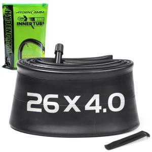 1 Pack 26x4 Fat Tire Tube with AV 32mm, 26x3.5-4.5 Fat Bike Tubes Heavy Duty with 1 Tire Lever, 26 x 4.0 Premium Butyl Rubber Bike Tube for Road/MTB/E Bike 26 x 3.50, 26 x 4.0, 26 x 4.5 by Hydencamm