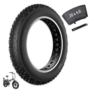 20x4 Fat Bike Tire Replacement, 20x4.0 Inch Electric Bicycle Snow Mountain E-Bike Tires, Folding Ebike Fat Tire Tubes and Tire Levers Compatible Wide Mountain Snow Bike Tires 1PCS