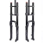 BUCKLOS 20 inch 4.0 Fat Tire E-Bike Air Suspension Fork, 180mm Travel Spacing Hub 135mm Straight Tube MTB Manual Lockout 9mm QR Mountain Bike Double Shoulder Electric Bicycle Front Forks Snow Beach