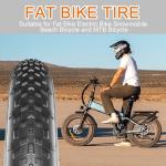 20x4 Fat Bike Tire Replacement, 20x4.0 Inch Electric Bicycle Snow Mountain E-Bike Tires, Folding Ebike Fat Tire Tubes and Tire Levers Compatible Wide Mountain Snow Bike Tires 1PCS