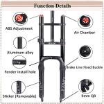 BUCKLOS 20 inch 4.0 Fat Tire E-Bike Air Suspension Fork, 180mm Travel Spacing Hub 135mm Straight Tube MTB Manual Lockout 9mm QR Mountain Bike Double Shoulder Electric Bicycle Front Forks Snow Beach