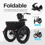 Geemax Electric Tricycle for Adults, 20" x 4.0 Fat Tire Electric Trike, Peak 750W 25MPH 36V 13Ah Lithium Battery UL Certified, Premium 80% Assembled Foldable 3 Wheel Electric Bicycle, Black