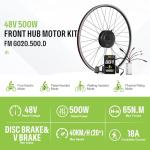BAFANG Ebike Conversion Kit with Battery - 48V500W Brushless Geared Front Hub Motor, DIY Electric Bike Motor Kit with Digital Display&PAS,4 Riding Modes for 20"/26"/700C/28/29" MTB City Road Bike