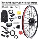 Electric Bicycle Conversion Kit, E-Bike Front/Rear Wheel Motor Brushless and Gearless Hub Motor Set E-Bicycle Conversion Kit for 26"/20" Bike(US Stock) (26'' 36V 350W Front Wheel LCD)