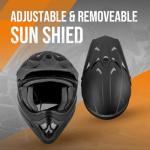 OUMURS Adult ATV Dirt Bike Helmet with Goggles Gloves & Mask Adjustable Sun Visor Motorcycle Adults Helmet Off-Road Motocross Downhill Moped MX for Unisex-Adult-Matte Black, XL