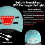 GTSBROS Adult Bike Helmet with Light - Front and Rear LED Lights Adjustable Bicycle Helmet for Adults Men Women Ebike Helmet for Commuting, Road Biking, Skating, Scooter