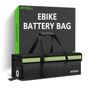 PETGILL E-Bike Battery Safe Bag Explosionproof - Large Capacity Fireproof Lipo Bag for Ebike Battery Charging and Storage(L 19.2x5.5x5.9Inches)