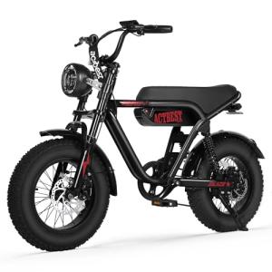 ACTBEST Blaze 16×4" Electric Bike for Teens/Adults,Peak 1200W, 48V 499Wh, 55Miles Fat Tire All-Terrain Electric Mountain Bike, Full Suspension,UL2849 Electric Motorcycle on Mountains/Snow/Sandy,R