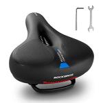 ROCKBROS Bike Seat Cushion for Men Women with Handle & Dual Shock Absorbing Ball Memory Foam - 3 Zone Concept Bike Saddle, Soft Wide Waterproof Mountain Bicycle Accessories