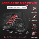 Zettum Bike Cover for 2 Bikes - 600D Bike Covers Outdoor Storage Waterproof & Heavy Duty, Bicycle Cover for 2 eBike, Mountain Bike, Road Bike, Hybrid Bike, Beach Cruiser Bike, Scooter and More