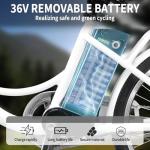 NAKTO 22" City Electric Bike 1000W Peak Eletric Bicycle for Adluts Up to 48 Miles with 36V Removable Lthium Battery, Sporting City Ebike for Commuting, White, UL 2849 Certified