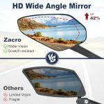 Zacro 2 Pack Bike Mirror, 2025 Upgraded Bike Mirror Handlebar Mount, 360°Adjustable Bicycle Rear View Mirror, Scratch Resistant Glass Lens, Fit for Mountain Bikes, City Road Bikes, E-bikes, Scooter