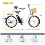 NAKTO 22" City Electric Bike 1000W Peak Eletric Bicycle for Adluts Up to 48 Miles with 36V Removable Lthium Battery, Sporting City Ebike for Commuting, White, UL 2849 Certified