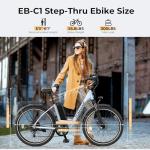 Funhang Electric Bike for Adults, 1000W Peak Ebike, 21.7MPH 50Miles City Cruiser Ebikes, 26" Step Thru Electric Bicycle with 48V Removable Battery, Adjustable Stem, Rear Rack, Front Suspension,7 Speed