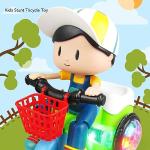 VGEBY Baby Electric Tricycle Toy, Interactive Toy with Music Light Rotating Stunt Cool Sound Rotating Light Universal Wheels Cartoon Stunt Vehicle Toy for Boys and Girls