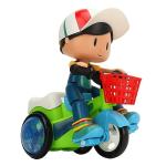VGEBY Baby Electric Tricycle Toy, Interactive Toy with Music Light Rotating Stunt Cool Sound Rotating Light Universal Wheels Cartoon Stunt Vehicle Toy for Boys and Girls