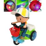 VGEBY Baby Electric Tricycle Toy, Interactive Toy with Music Light Rotating Stunt Cool Sound Rotating Light Universal Wheels Cartoon Stunt Vehicle Toy for Boys and Girls
